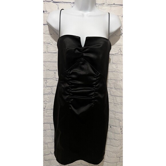 Nicole Miller Collection Black Spaghetti Strap Ruched Cocktail Dress - Size 6 - Picture 1 of 7